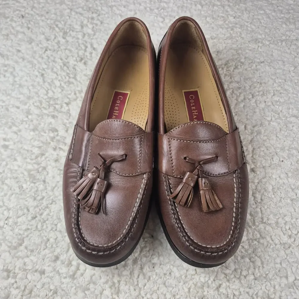 Cole Haan Mens Brown Leather Tassel Loafer Dress Shoes Size 10 D Footwear Casual